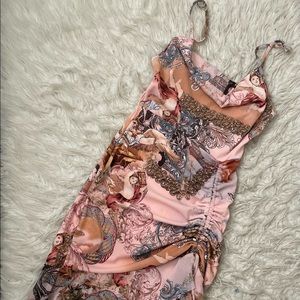 Angel print ruched dress